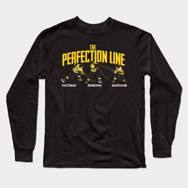 David Pastrnak Patrice Bergeron & Marchand Perfection Line Long Sleeve T-Shirt by stevenmsparks